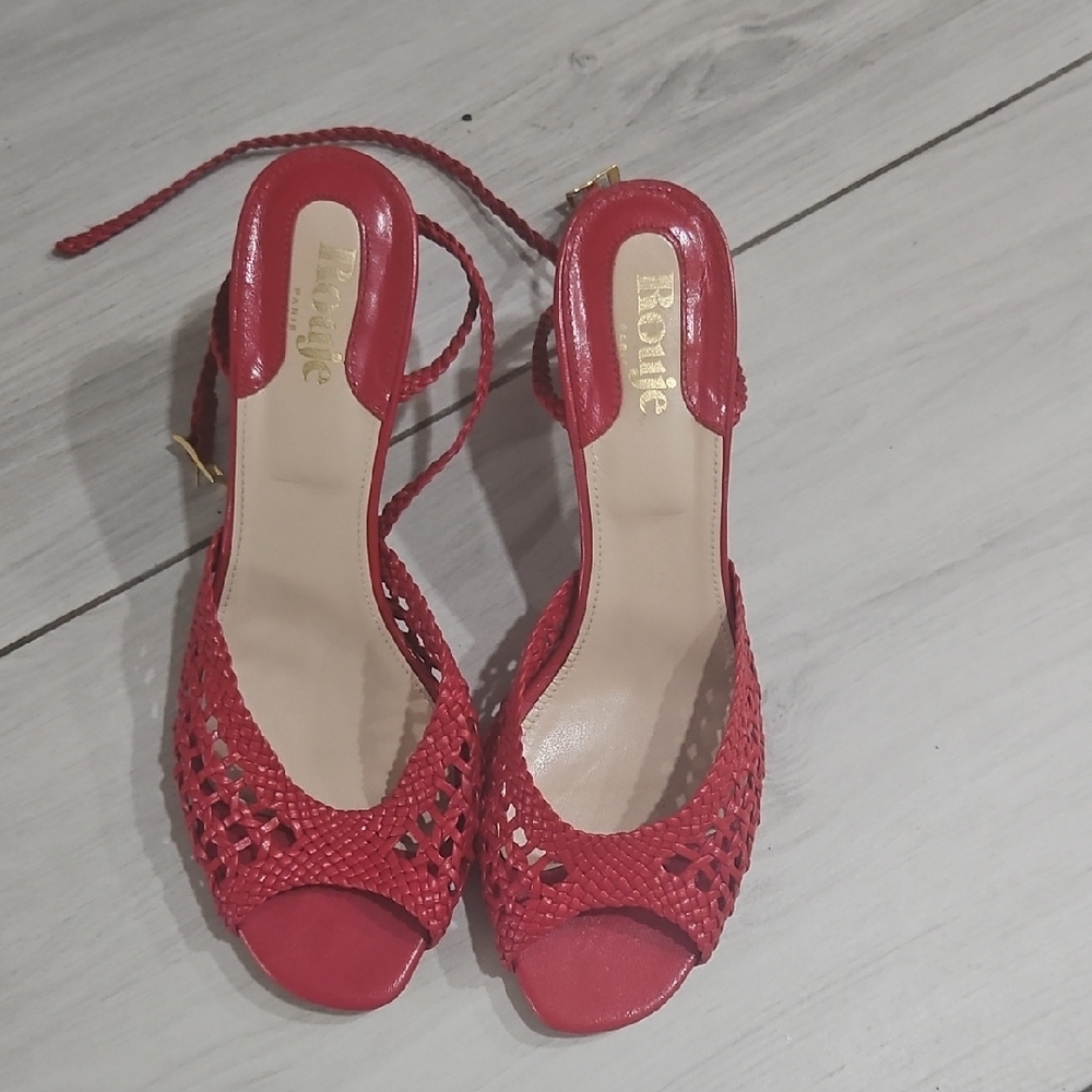 Rouje Red Woven Heels for Women